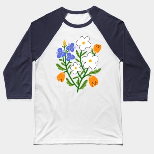 Pansy, daisy and tulip flower composition Baseball T-Shirt